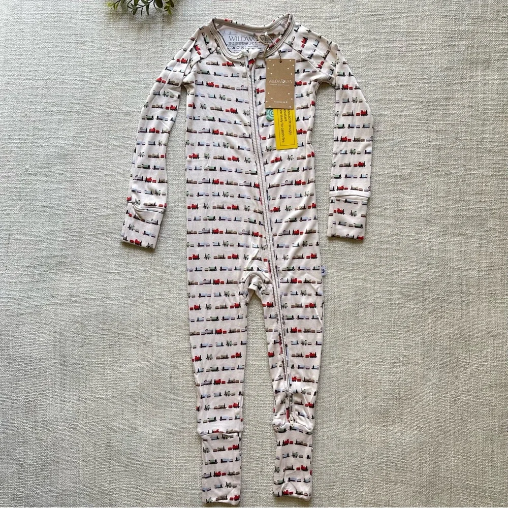 NWT Wildwoven Trains Whistlestop Ribbed Zip Romper 2T - Picture 3 of 5